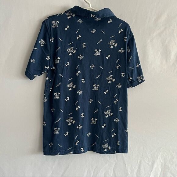 Wrangler Kid's Navy Blue Tropical Print Polo Shirt - Picture 7 of 7